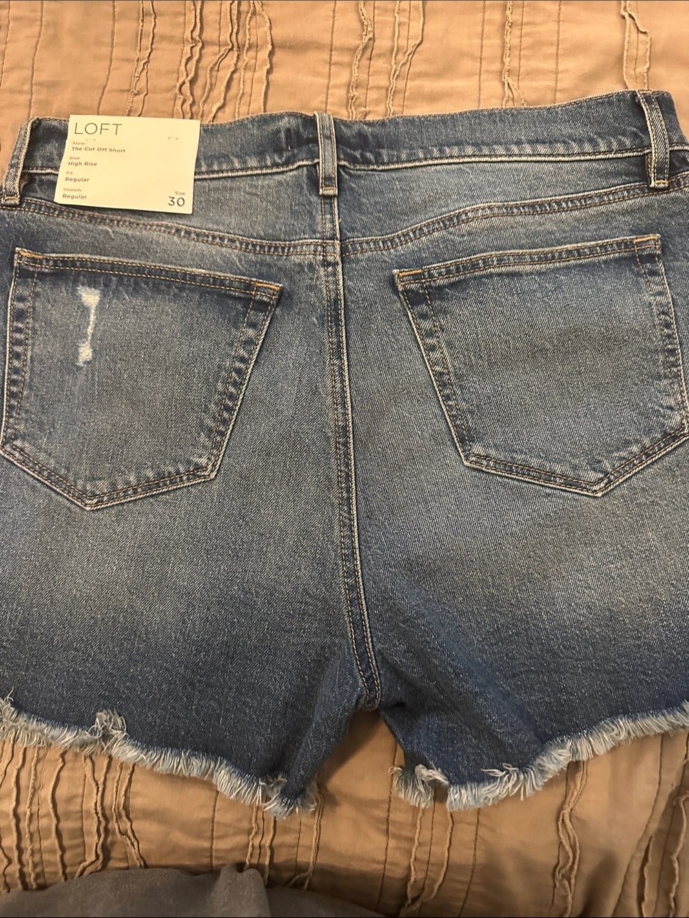LOFT Blue Denim Frayed Hem Shorts - Picture 5 of 5